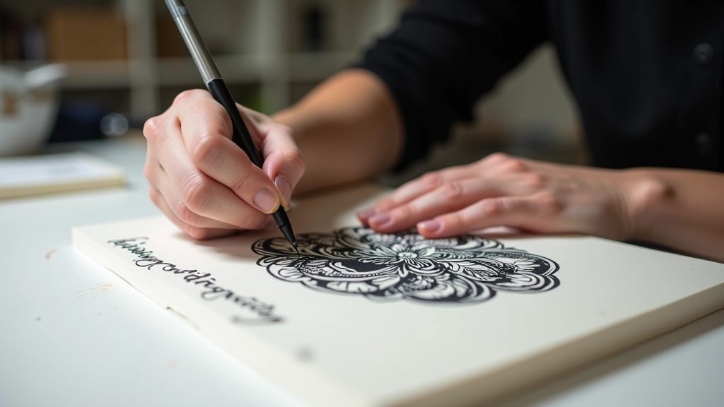 Design transfer process showing carbon paper placement and tracing on linoleum block